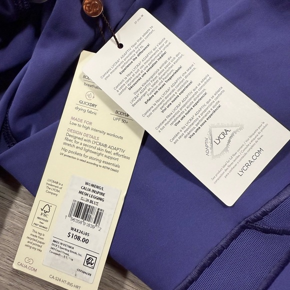 NWT Calia inspire womens mesh leggings 7/8 in rich blue LG gym workout active - Picture 3 of 6
